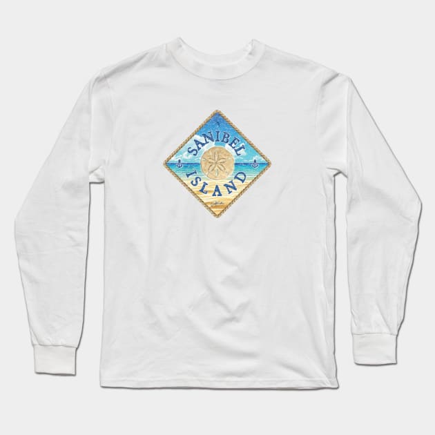 Sanibel Island, Florida, with Sand Dollar and Beach Long Sleeve T-Shirt by jcombs